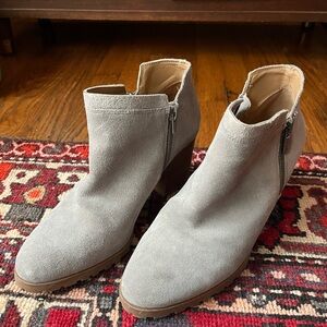 Lucky Brand Light Gray Suede Ankle Booties